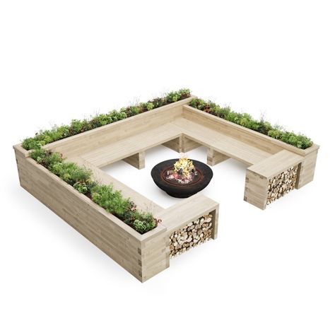 Fire Pit Planter, Circular Fire Pit, Fire Pit Bench, Outdoor Fire Pit Seating, Fire Pit Garden, Fire Pit Seating Area, Garden Centerpiece, Planter Bench, Fire Pit Landscaping