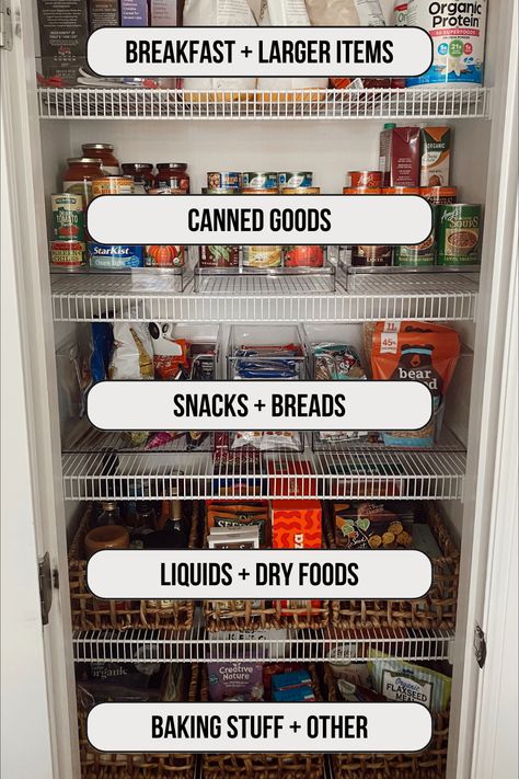 Here's How to Organize a Pantry With Wire Shelves (Free Worksheet) Pantry With Wire Shelves, Organize A Pantry, Small Pantry Organization, Pantry Organisation, Food Pantry Organizing, Pantry Remodel, Wire Shelves, Pantry Makeover, House Organisation