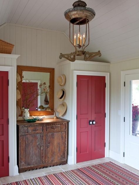 Sarah Richardson Farmhouse, Sarah Richardson Home, Old Closet Doors, Sarah Richardson Design, Velvet Art, Bump Out, Painting Wood Paneling, Sarah Richardson, Home Coffee Stations