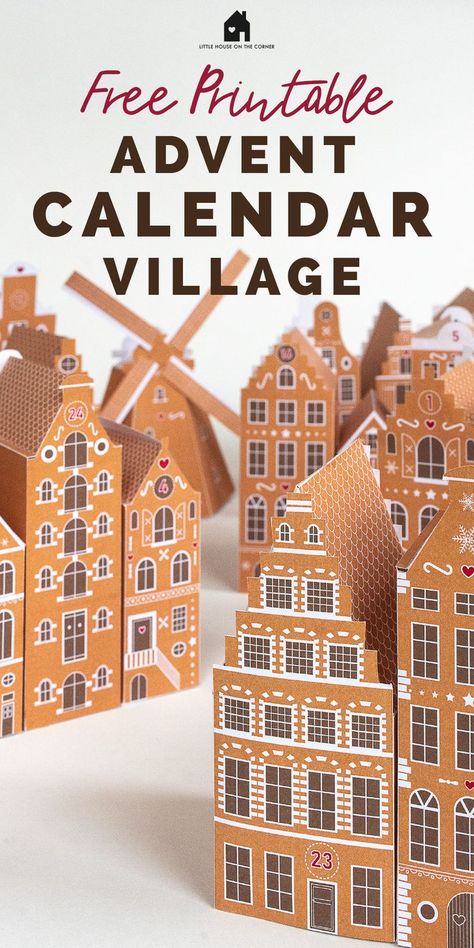 free printable advent calendar village, Dutch houses advent calendar Chistmas Advent Calendar, Paper House Advent Calendar, Christmas Tree Calendar, Christmas Village Printable Templates, Gingerbread Village Template, Printable Christmas Advent Calendar, Gingerbread House Advent Calendar Diy, Advent Calendar House Free Printable, Village Advent Calendar