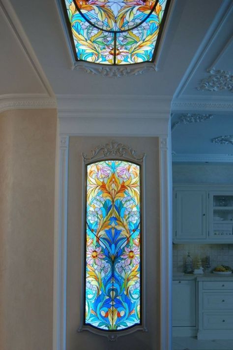 Art glass is not only of great decoration but also of great practicality for your space. Residential Commercial Building, House Customization, Stain Glass Window Art, Stained Glass Door, زجاج ملون, Glass Window Art, Glass Painting Designs, Door Glass Design, Tiffany Glass