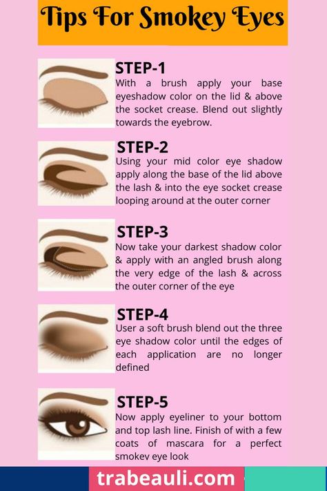 eye makeup tips Easy Eyeshadow Looks For Beginners, Smokey Eye Steps, Eyeshadow Guide, Makeup Tips Step By Step, Smokey Eye Makeup Steps, Easy Eye Makeup, Eyeshadow Styles, Eyeshadow Tutorial For Beginners, Eyeshadow Step By Step