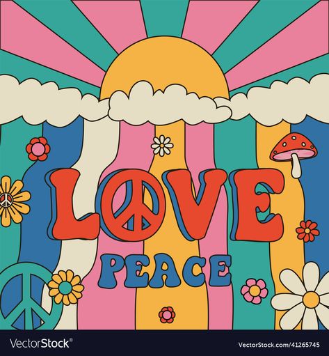 Mundo Hippie, Hippie Posters, Art Hippie, Mixed Media On Canvas, Hippie Art, Love Peace, Mixed Media Canvas, Love Wallpaper, Canvas Home