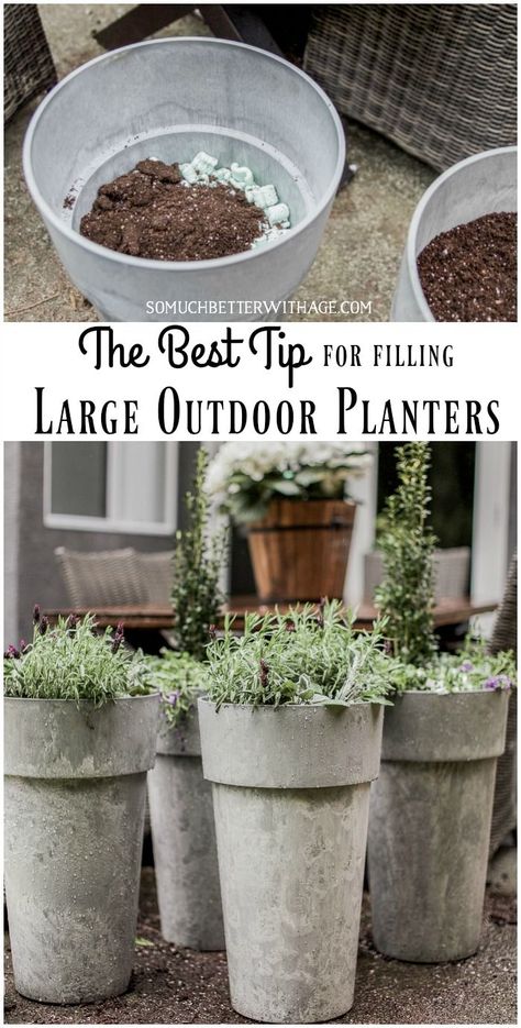 Large Backyard Landscaping, Large Outdoor Planters, Large Flower Pots, Flower Pots Outdoor, Tall Planters, Diy Outdoor Decor, Large Backyard, Bedroom Decorating Ideas, Terracotta Planter