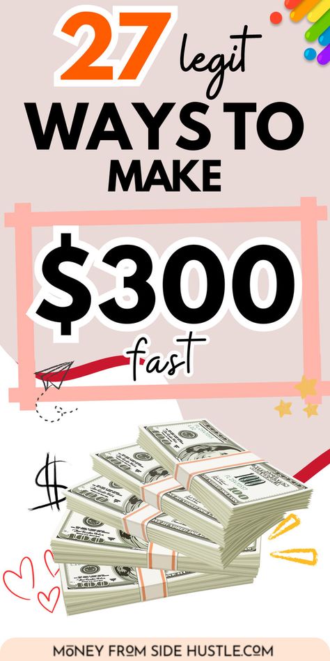 make $300 fast Extra Money Jobs, Online Side Jobs, Make Side Money, Digital Workspace, Side Hustle Money, Weekend Jobs, Legit Online Jobs, Hustle Money, Money Lessons