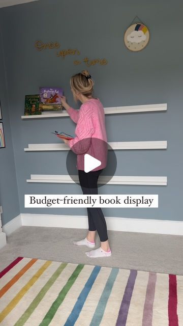 Daisy Woods on Instagram: "Budget-friendly book display for kids 📚

We created this gorgeous reading wall using the MOSSLANDA picture ledges from @ikeauk in two lengths (115 & 55). This gave us the perfect width for the wall we were attaching them to.

What do you think? Share with a mum who likes reading with her little ones ♥️

And for more content like this, follow me @muddlethroughmummy.

#kidsbedroom #toddlerroom #bookshelves #readingnook #playroom #ikeahack #budgetfriendly #budgetdecor #iteriordesign #kidsroom #kidsroomdecor" Book Ledge Wall, Mosslanda Picture Ledge, Diy Bookshelf Kids, Ikea Book, Kids Room Bookshelves, Picture Ledges, Book Ledge, Ikea Kids Room, Reading Nook Kids