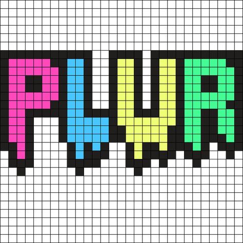 Plur Perler Pattern, Perler Bead Patterns Kandi, Rave Pixel Art, Perler Patterns Trippy, Pearler Bead Patterns Rave, Kandi Perler Ideas, Subtronics Perler Pattern, Edm Perler Bead Patterns, Plur Perler