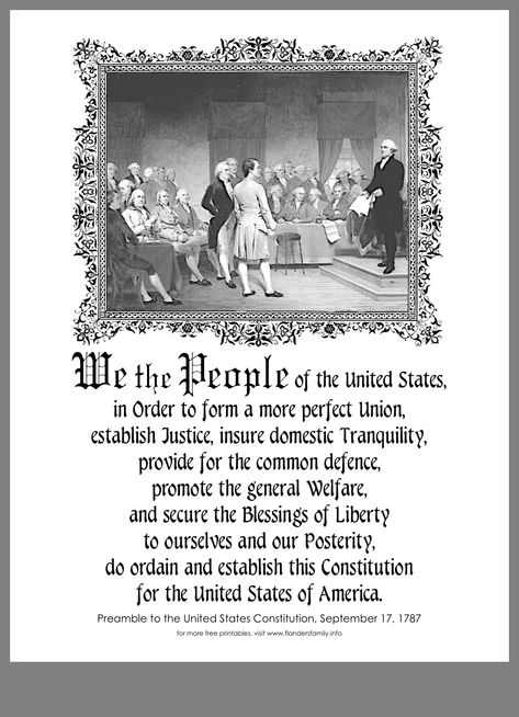 Preamble To The Constitution, Patriotic Printables, Teaching Government, Constitution Of The United States, Constitution Day, Independance Day, United States History, American Government, Bill Of Rights