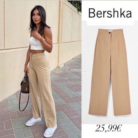 Bershka Outfit, Beige Hose, Beige Jeans, Inspo Outfit, Classic Outfits, Spring Outfits, Khaki Pants, Wide Leg, Zara