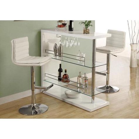 Ikea Deco, Modern Home Bar, Bar In Casa, Wine Vineyards, Pub Set, Decor Ikea, White Bar, Salon Ideas, Kitchen Table Settings