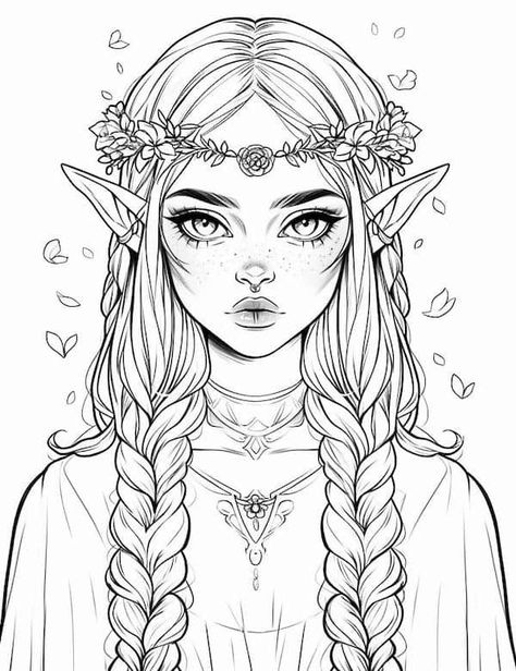 Elf Coloring Pages, Elf Coloring, Beautiful Pencil Drawings, Our Mindful Life, Color Drawing Art, Cat Coloring Page, Cool Coloring Pages, Dessin Adorable, Coloring Pages To Print