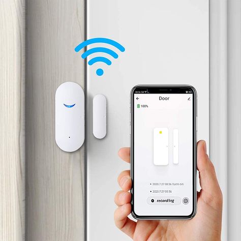 2 Pack WiFi Door Sensor Detector Smart, Wireless Window Sensor Real-time Alarm Compatible with Alexa Google Assistant, Home Security Door Open Contact Sensor for Bussiness Burglar Alert Time Alarm, Door Alarms, Alexa App, Wireless Home Security, Smart Door, Smart Home Security, Door Open, Security Alarm, Canon Lens