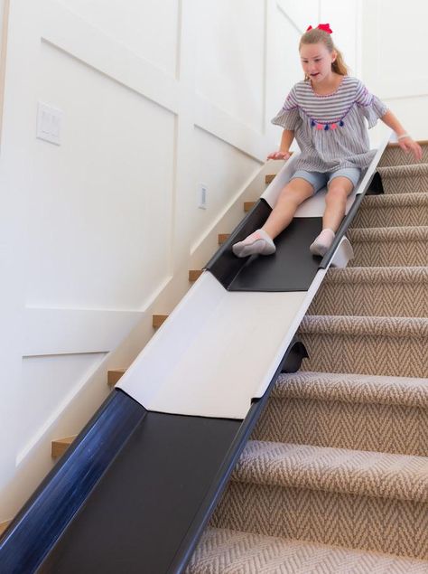 StairSlide - Indoor Slide For Stairs - The Funding Cafe Slide For Stairs, Stairs Height, Indoor Slide, Stair Slide, Indoor Slides, Indoor Games, Under Stairs, Compact Storage, Play Activities