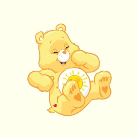 ❥ Nikki Babe Xo ❥ Yellow Care Bear, Bear App, Sunshine Bear, Funshine Bear, Spongebob Painting, Bear Drawing, Kids Background, Animal Cross Stitch Patterns, Wall Drawing