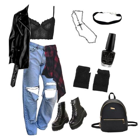 90s Grunge Style Edgy, Noah Cyrus Concert Outfit Ideas, Vintage Rockstar Outfit, Rock Astetic Outfits, Grungy Outfit Inspiration, 5sos Show Outfit Ideas, 90s Rock Concert Outfit, Rock Astethics Outfit, Rockstar Chic Outfits