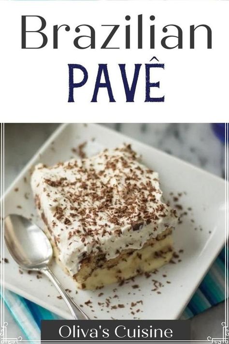 If you're looking for authentic Brazilian recipes, and specifically authentic Brazilian dessert recipes, you have to try this classic Brazilian Pavê recipe (chocolate trifle). This dessert resembles tiramisu, but is so much better. Made with lady fingers, and layers with sweetened condensed milk, it's the ultimate dessert recipe. If you're looking for refreshing and decadent desserts, you have to try this easy recipe for chocolate Pavê. Brazilian Pave Recipe, Brazilian Recipes Dessert, Lady Fingers Dessert, Brazilian Dessert, Brazilian Chocolate, Finger Desserts, Brazilian Recipes, Brazilian Desserts, Brazilian Dishes