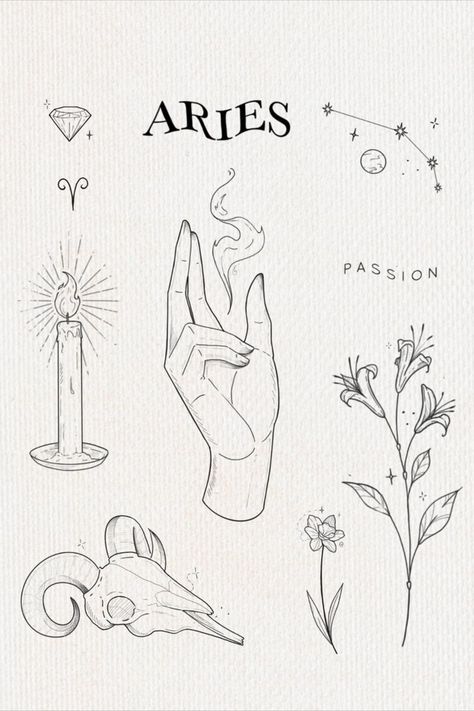 Aries Zodiac Tattoos, Tatoo Dog, Arte Aries, Tato Flash, Tato Minimal, Astrology Tattoo, Aries Art, Horoscope Tattoos, Petit Tattoo