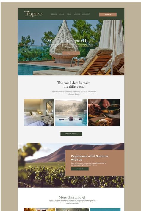 Boutique Hotel Website Design, Site Internet Design, Resort Website, Website Branding Design, Layout Site, Hotel Website Design, Travel Website Design, Boutique Website, Beautiful Web Design