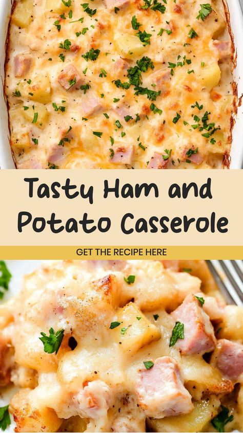 Looking for a comforting and delicious meal idea? Try this flavorful ham and potato casserole recipe that is perfect for cozy family dinners. Made with layers of tender potatoes, savory ham, creamy cheese sauce, and topped with crispy breadcrumbs, this dish is sure to be a hit with everyone at the table. Whether you're hosting a special gathering or simply craving some hearty comfort food, this casserole is easy to make and always satisfies. Leftover Ham And Turkey Casserole, Best Leftover Ham Recipes, Potato Ham Onion Casserole, Ham And Pea Casserole, Mashed Potatoes And Ham, Potatoes Ham Casserole, Ham And Potato Recipes Dinners, Meals Using Potatoes, Ham Potato Egg Casserole