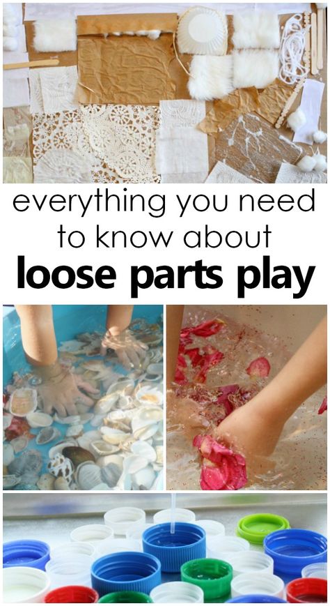 This series all about Loose Parts Play will guide you through implementing a gift to your children’s play that truly will keep on giving as they grow! Throughout the series we'll explore using loose parts play for the outdoors, math, literacy, sensory play, and even art with toddlers and preschoolers. Tinker Space, Loose Parts Play, Purposeful Play, Play Based Learning Activities, Play For Kids, Invitation To Play, Loose Parts, Preschool Curriculum, Outdoor Learning