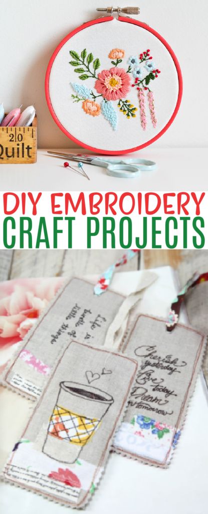 DIY Embroidery Craft Projects - A Little Craft In Your Day Beginner Embroidery Projects Simple, Crafts With Embroidery Thread, Embroidery Things To Sell, Simple Embroidery Projects, Things To Embroider For Gifts, Embroidery String Crafts, What To Do With Finished Embroidery, Easy Embroidery Gifts, Kids Embroidery Ideas