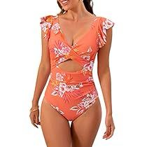 Wrap Swimwear, Flattering Swimwear, Cute One Piece Swimsuits, Orange Swimsuit, Floral One Piece, Ruffle Swimsuit, Cut Out Swimsuits, Cute Swimsuits, Long Torso