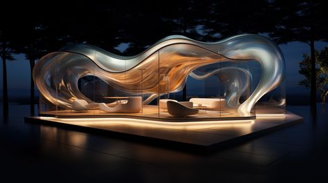 Behance 上的 Fluid Shapes Booth Concept :: Midjourney Fluid Architecture Concept, Art Exhibition Design, Fluid Shapes, Experience Center, Architecture Concept, Concept Architecture, Fluid Art, Exhibition Design, Art Exhibition