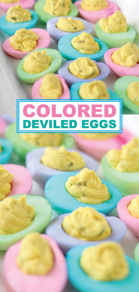 Deviled Eggs For Easter, Colored Deviled Eggs, Easter Deviled Eggs, Easter Party Food, Smart School House, Eggs For Easter, Easter Appetizers, Easter Dishes, Festive Appetizers