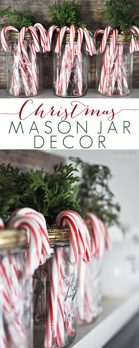 Christmas Candy Crafts, Mason Jar Candy, Christmas Mason Jars Diy, Diy Christmas Candy, Brunch Decor, Mason Jar Decor, Jar Decor, Simple Christmas Decor, Christmas Mason Jars