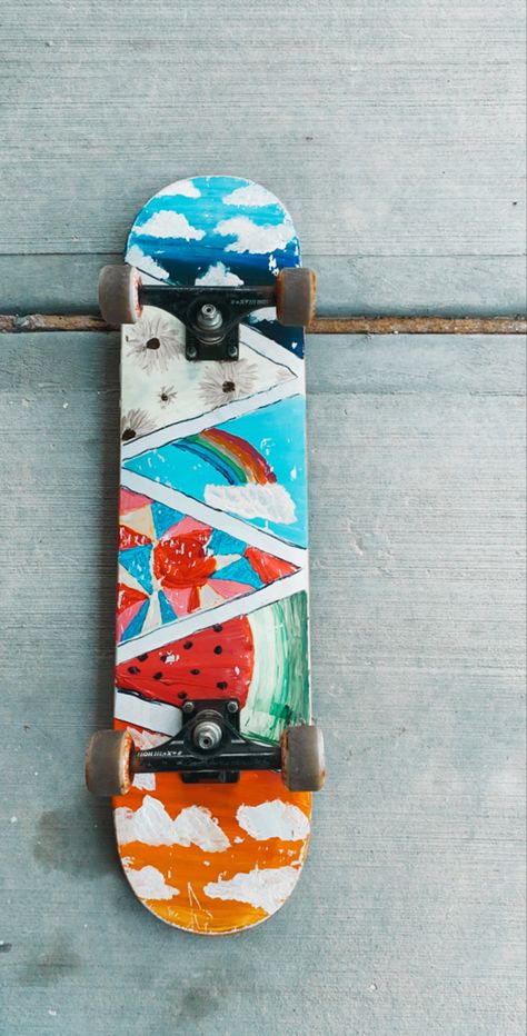 Sick Skateboards, Skateboard Ideas, Skateboard Furniture, Painted Skateboard, Skateboard Designs, Skateboard Deck Art, Deck Art, Skateboard Art Design, Kpop Stickers