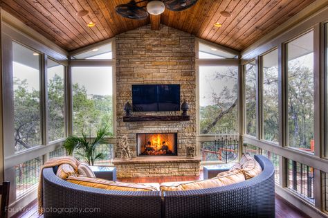 Ridgewood Screened Porch | Cabin Life | Pinterest ... Screened Porch Designs, 4 Season Room, Porch Fireplace, Porch Windows, Building A Porch, Sunroom Designs, Screen Porch, Room Additions, Patio Interior