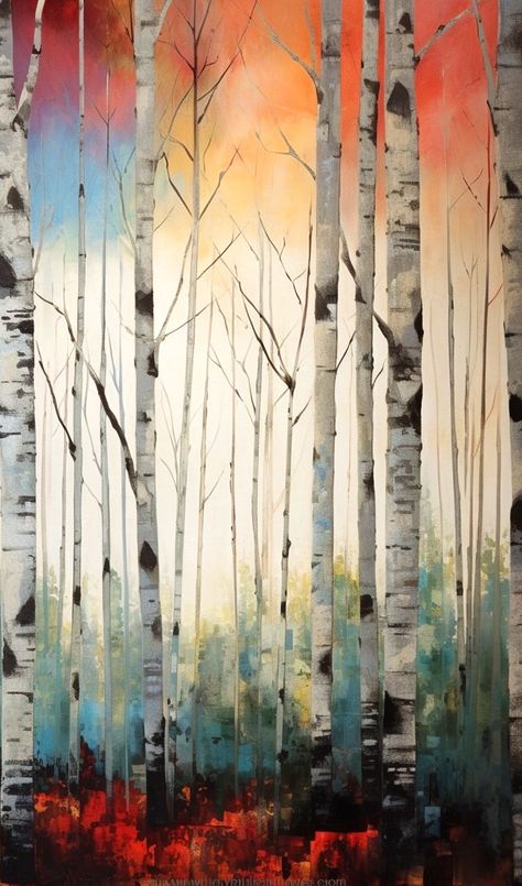 Laminated card with rounded corners. Size: 2.25” x 4.5" Walking trail through the forest trees. N206 Aspen Tree Watercolor Painting, Birch Tree Paintings, Tree Abstract, Tree Watercolor Painting, Birch Tree Art, Birch Tree Painting, Flowers Paintings, Aspen Tree, 2024 Art