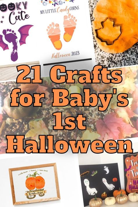 Halloween Baby Diy Crafts, Baby Halloween Diy Crafts, Cute Halloween Crafts For Babies, Halloween Projects For Infants, Easy Baby Halloween Crafts, Halloween Diy Baby Crafts, Halloween Crafts For 1 Year, Halloween Babies Activities, One Year Old Halloween Crafts