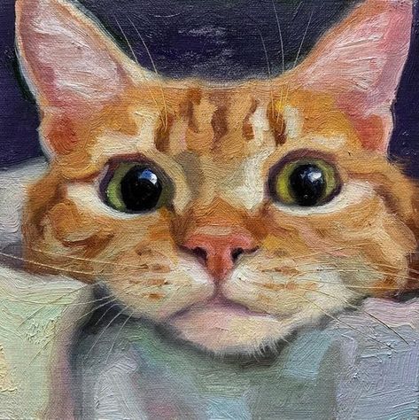 Orange Cat Watercolor Painting, Cat Art And Craft, Simple Oil Painting Ideas, Orange Cat Painting, Orange Cat Art, Simple Cat Tattoo, Line Art Simple, Cat Oil Painting, Cat Tattoo Ideas