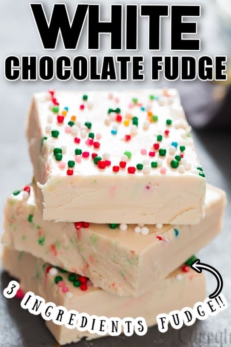 3 Ingredient Sugar Cookie Fudge, Fudge Recipes White Chocolate, White Chocolate Fudge Recipes Easy, White Chocolate Fudge Easy, Almond Bark Fudge Easy Recipes, White Fudge Recipe Easy, No Bake Fudge Recipes, Crohns Meals, Easy Fudge Recipe 3 Ingredients