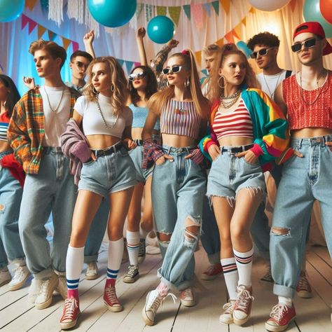 The fashion world is experiencing a major throwback as the 90s style makes a triumphant return to the mainstream. From scrunchies to cargo pants, the iconic 90s Bar Crawl Outfit, 1990 Outfits 90s Fashion, 90s Fashion Costume, 90’s Costume, 90s Looks Outfits Party, 90 Party Outfits, Back To The 90s Party Outfit, 90s Costume Party, 80s Retro Outfit Ideas