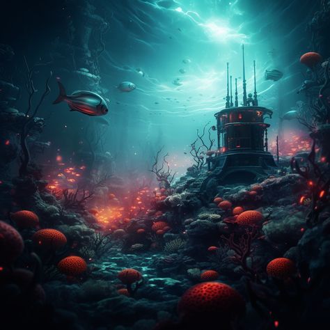 Trippy Surrealism, Diffuse Lighting, Icy Landscape, Scenery Art, Underwater Scene, Star System, Biome, Surrealism, Planets