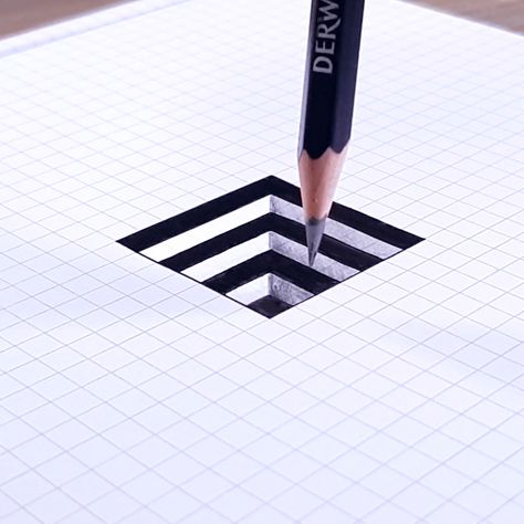 How To Draw 3d Drawings, Illusion Drawings Easy, Geometric Art Easy, Easy Geometric Drawings, How To Draw Optical Illusions, Optical Illusions Art Easy, Easy Optical Illusions, 3d Drawings 3d Artwork, 3d Effect Drawing