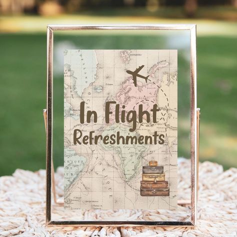 Traveling from Miss To Mrs Bridal Shower Printable Sign, Traveling Theme Party Sign, In Flight Refreshments Printable Sign, Traveling Party by RebeccaAnnDesignz on Etsy Agent Booth, Traveling From Miss To Mrs, Travel Theme Bridal Shower, Travel Bridal Showers, Travel Party Theme, Miss To Mrs, Bridal Shower Printables, Elegant Typography, From Miss To Mrs