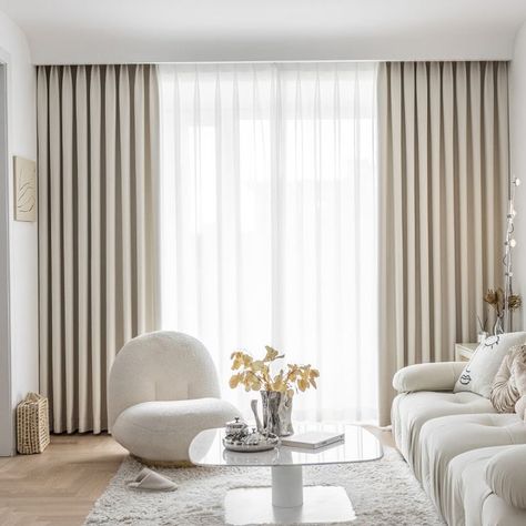 White Curtains Living Room, Cream And White Bedroom, Small Bedroom Makeover, Color Curtains, Curtains Living Room Modern, Cream Curtains, Brown Curtains, Beige Curtains, Living Room Drapes