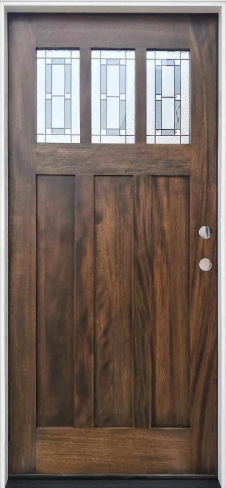 Prairie Style Interior, Craftsman Style Front Doors, Craftsman Front Doors, Craftsman Door, Door Crafts, Mahogany Stain, Wood Front Doors, Front Door Entrance, Front Entry Doors