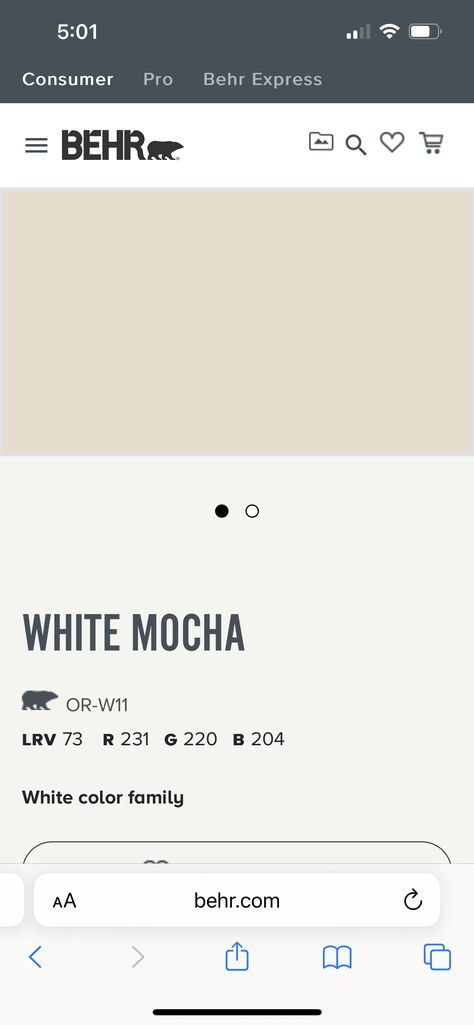 White Mocha Behr Paint, Behr White Mocha, Mushroom Paint, Nippon Paint, White Mocha, Palette Design, Behr Paint, Kitchen Dinning, Color Palette Design