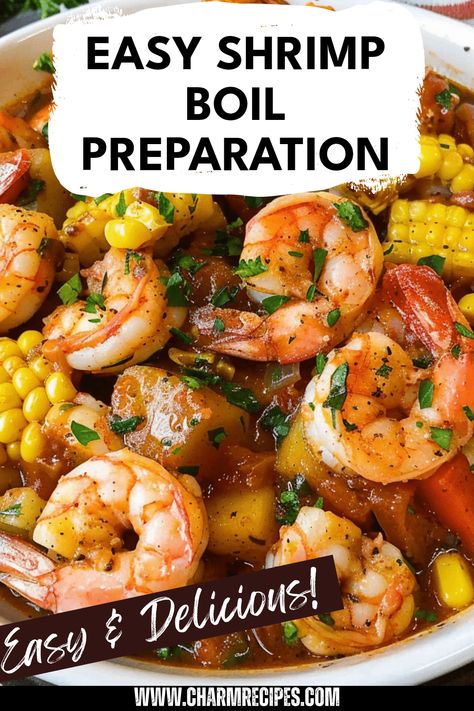 Learn how to prepare a fantastic shrimp boil that is flavorful and sure to impress your family and friends. This simple step-by-step guide covers choosing the right shrimp, vegetables, and spices to create the perfect seafood feast. Gather your loved ones around a large pot filled with shrimp, corn, potatoes, and spices and enjoy a evening filled with joyful flavors. Perfect for summer parties, family gatherings, or beach-inspired celebrations, this shrimp boil recipe will become your go-to dish for festive occasions. Get excited to share good times over a delicious meal! Easy Seafood Boil, Shrimp Boil In Oven, Easy Shrimp Boil, Crock Pot Shrimp, Shrimp Boil Party, Shrimp In The Oven, Boiled Shrimp, Shrimp And Crab Boil, Boil Recipes