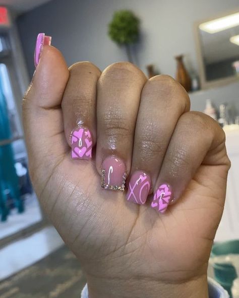 Myel Nailed It on Instagram: "It’s THAT season 💕💕 This is your sign to get those nails done ! @myelnailed.it . . . #nailinspo #exploremore #explorepage✨ #nailsoftheday #valentines #vdaynails #valentinesnails #pink #shortnails #nailinspo #nailideas #instagood #viral #viralvideos #nailart #manicure #love #photooftheday #supportsmallbusiness #northcarolina #texas #atlantanails #california #cincinnatibraider #cincinnatinails #nailtechnician #ohio" Pink Short Valentine Nails, Valentine’s Day Acrylic Nails Ideas, Valentines Short Nails Ideas, Unique Acrylic Nails Valentines, Short Blue Valentines Day Nails, Short Acrylic Nails February, Valentine’s Day Nail Set Short, Cute Valentine’s Day Nails Square, Valentines Days Short Nails