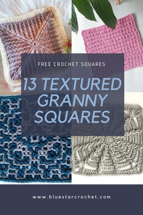 Textured Crochet Granny Square, Quick Crochet Squares, Granny Square Modern Crochet Pattern, Triple Crochet Granny Square, Crochet Textured Squares, Texture Granny Square Crochet, Crochet Granny Square Bulky Yarn, Super Bulky Granny Square, Textured Crochet Squares