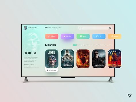 TV UI by Vineeth K on Dribbble Element Tv, Movie App, Movie Card, Tv Streaming, Tv Design, Website Ideas, Daily Ui, Tv App, Virtual Design