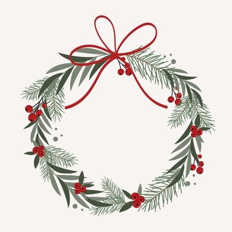 Christmas Wreaths Illustration, Christmas Wreath Art, Christmas Wreath Embroidery, Christmas Wreath Illustration, Watercolor Christmas Wreath, Wreath Vector, Christmas Graphic Design, Wreath Illustration, Merry Christmas Background