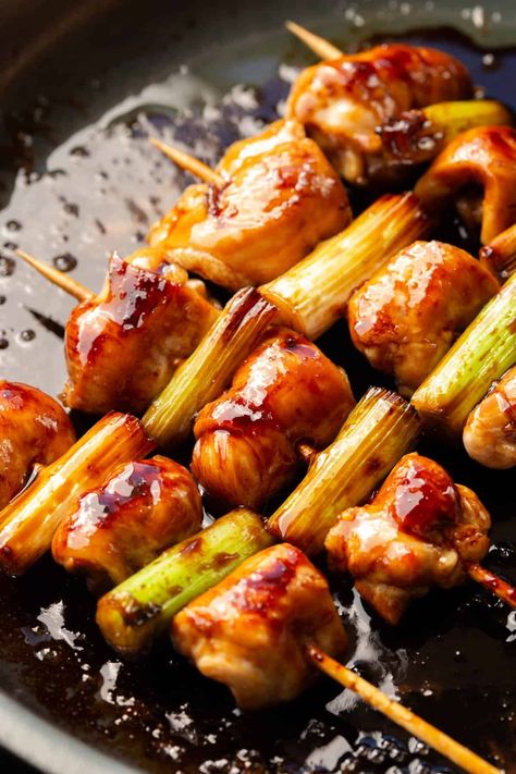 Yakitori - Japanese Chicken Skewers | Wandercooks Japanese Finger Food, Yakitori Chicken Skewers, Yakitori Sauce, Japanese Appetizers, Yakitori Chicken, Gochujang Chicken, Japanese Chicken, Bbq Skewers, Hawaiian Chicken