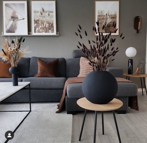 Dark Grey Sofa Living Room, Dark Grey Couch Living Room, Grey Sofa Living Room, Grey Couch Living Room, Living Room Decor Gray, Apartment Living Room Design, Cosy Living Room, Small Living Room Decor, Home Design Living Room