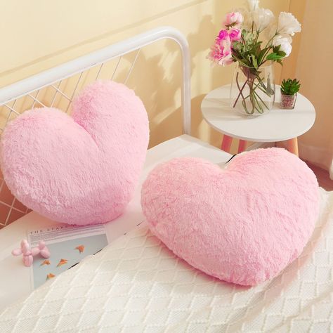 PRICES MAY VARY. 100% Polyester 【Shaggy Faux Fur Heart Toy Throw Pillow】100% polyester. 1 inch long fur fluffy pillow with insert. Ultra soft and cute. No color fading. No shedding. Pets hair friendly. 【Pillow is with insert and the insert cannot be taken out】 【Color & Size】Lovely pink color in heart shape. 18x15 inches. 2 pcs/set 【Lovely Heart Shape】No girls would refuse pink. With lovely heart shape, the pillow would help you express your love more.For mom, or daughter, or girlfriend, or best Fluffy Throw Pillows, Novelty Pillows, Heart Pillows, Dining Sofa, Fur Pillow, Soft Heart, Heart Pillow, Pink Pillows, Stylish Sofa